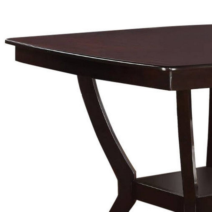Wooden Counter Height Table With Bottom Shelf, Brown