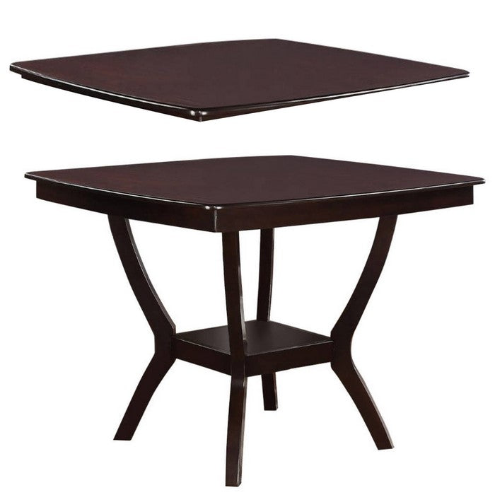 Wooden Counter Height Table With Bottom Shelf, Brown