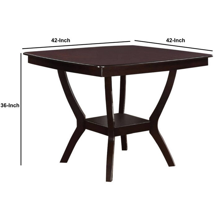 Wooden Counter Height Table With Bottom Shelf, Brown