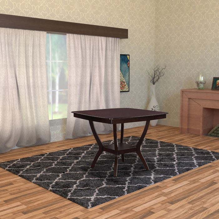 Wooden Counter Height Table With Bottom Shelf, Brown