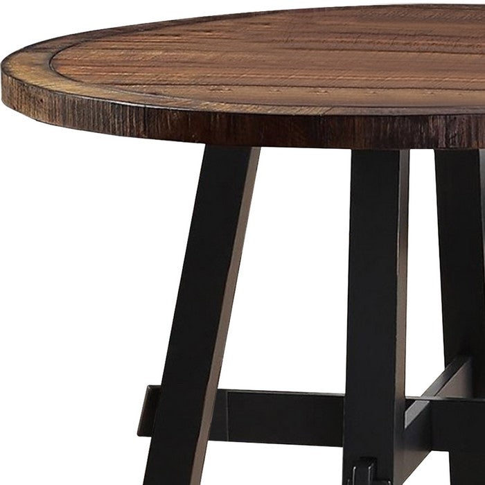 Round Wooden Dining Table Brown