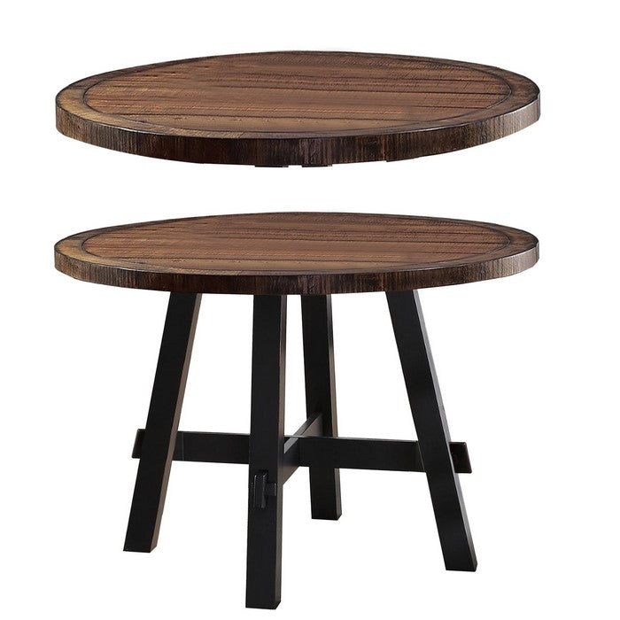 Round Wooden Dining Table Brown