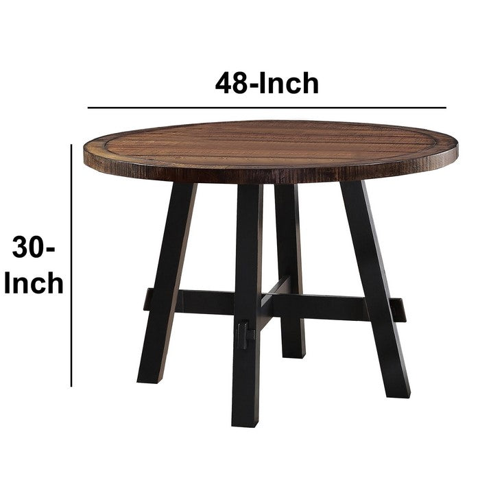 Round Wooden Dining Table Brown