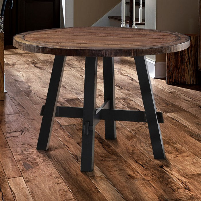 Round Wooden Dining Table Brown
