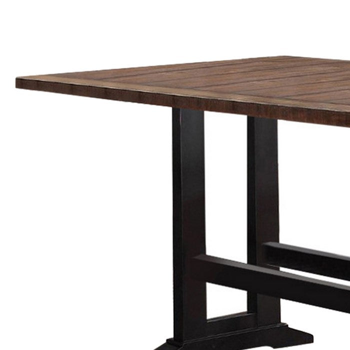 Rubber & Pine Wood Counter Height Table, Brown