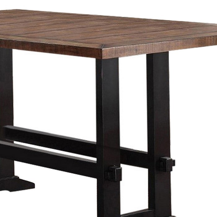 Rubber & Pine Wood Counter Height Table, Brown
