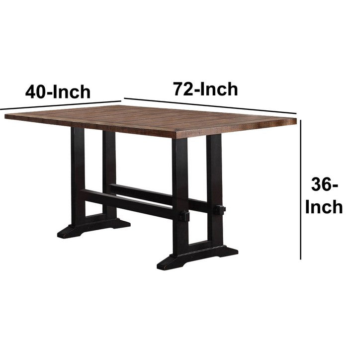 Rubber & Pine Wood Counter Height Table, Brown