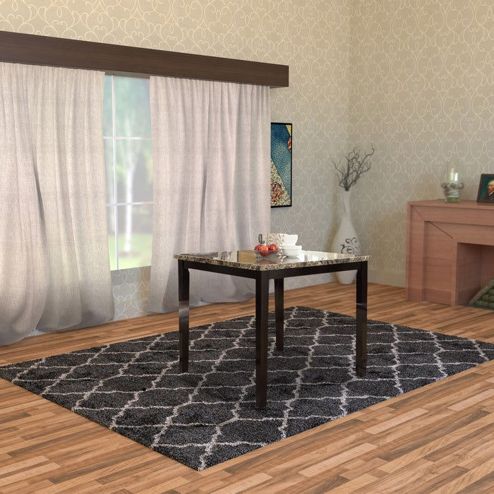 Wooden High Table Faux Marble Top, Brown