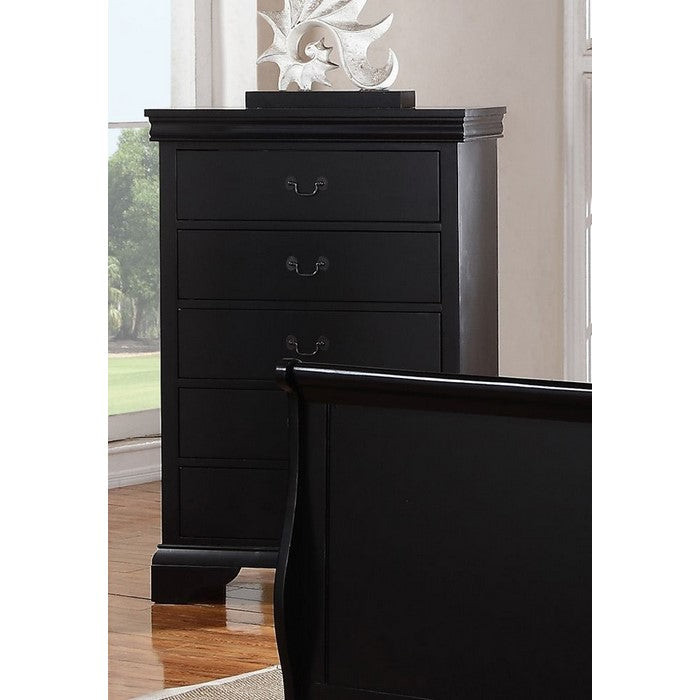 Pine Wood, Plywood & Birch Veneer Chest, Black