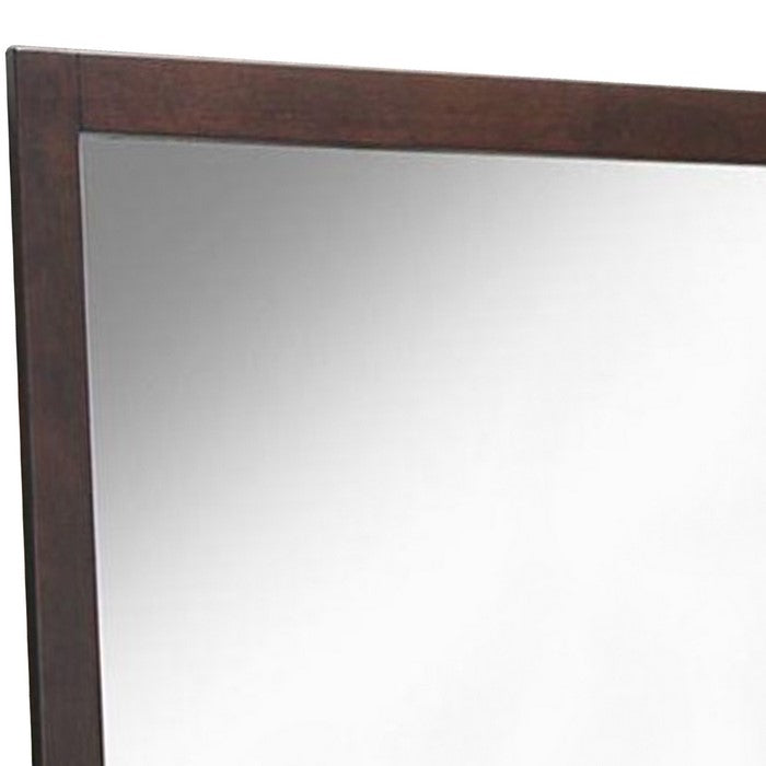 Trimmed Mirror with Solid Wooden Frame Brown