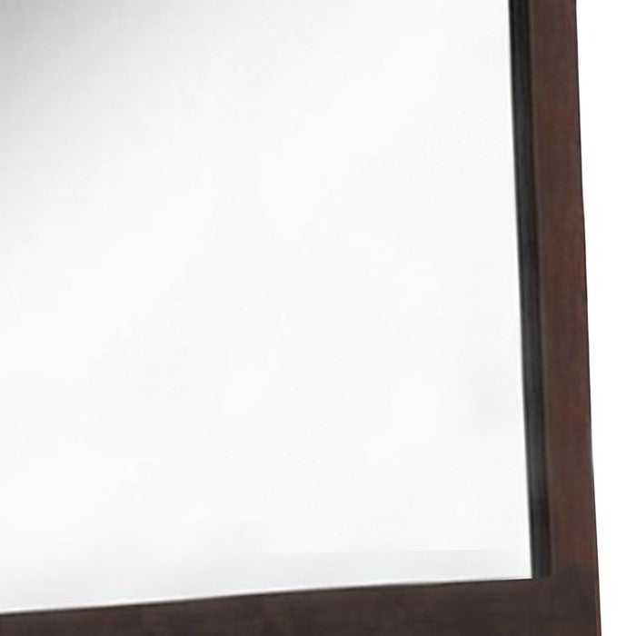 Trimmed Mirror with Solid Wooden Frame Brown