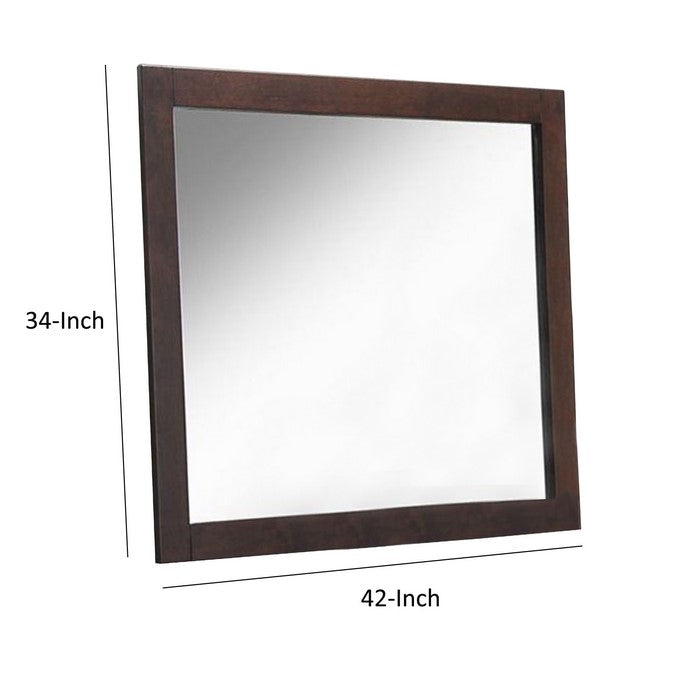 Trimmed Mirror with Solid Wooden Frame Brown