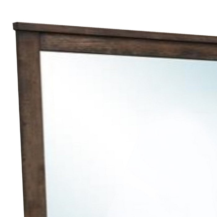 Distressed Solid Wood Mirror Brown