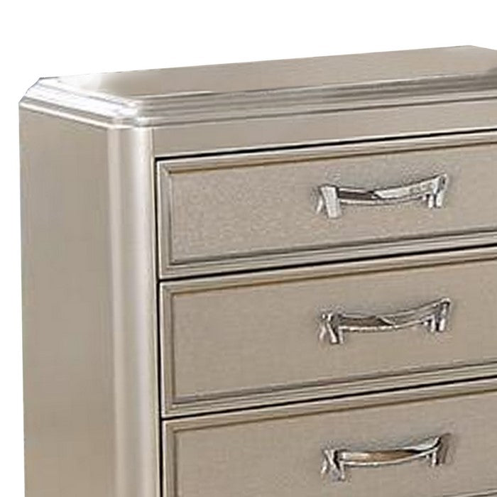 3- Drawer Wooden Night Stand With Bun feet  Silver