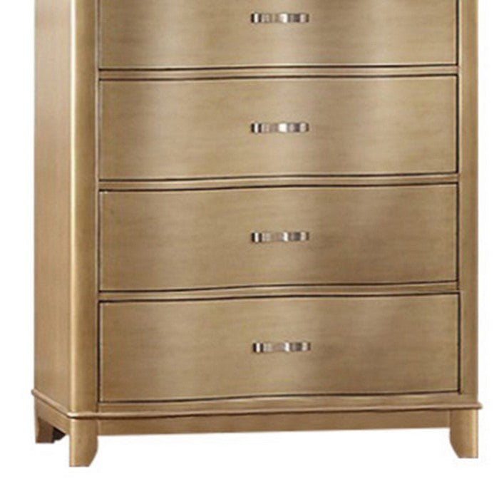 Bentwood, Pine Wood, Plywood & Birch Veneer Chest, Gold