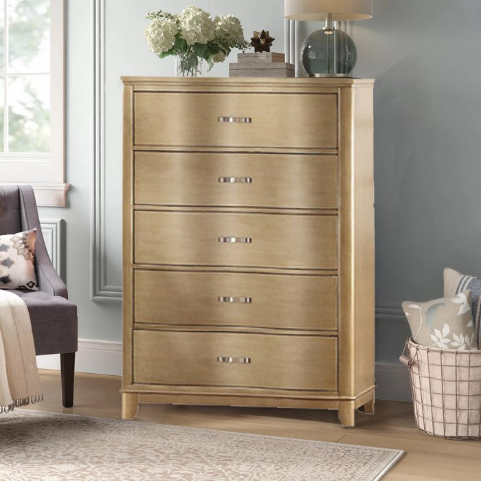 Bentwood, Pine Wood, Plywood & Birch Veneer Chest, Gold