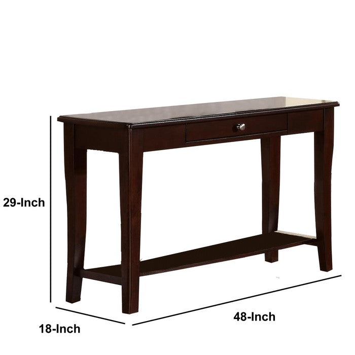 Wooden Console Table With One Drawers Brown