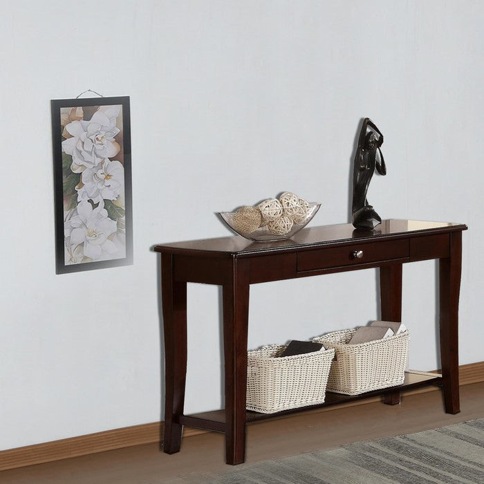 Wooden Console Table With One Drawers Brown