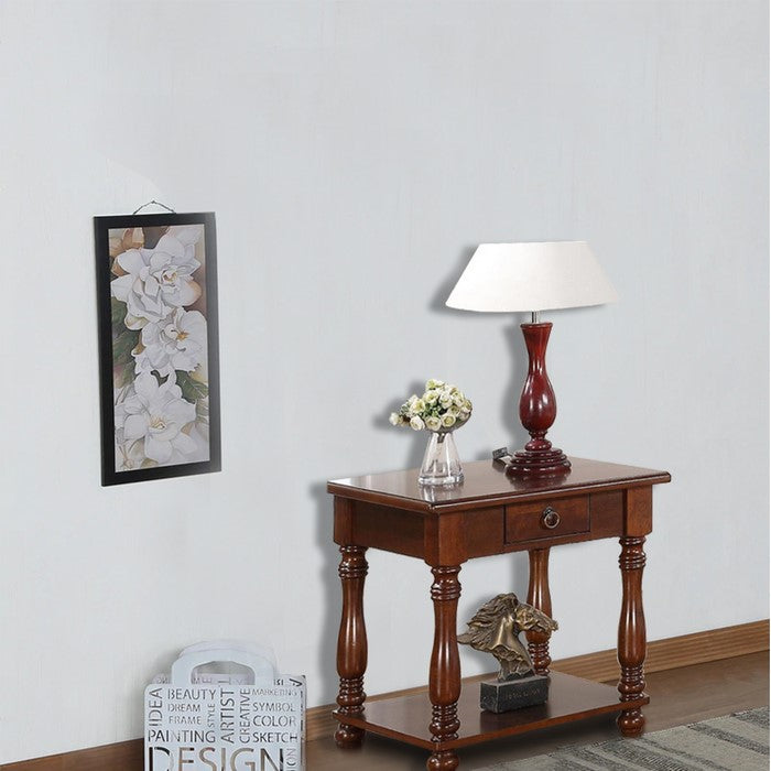 Rubber Wood End Table, Brown