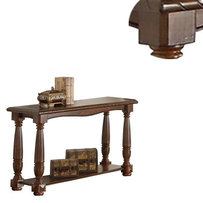 Wooden Console Table With Bottom Shelf, Brown