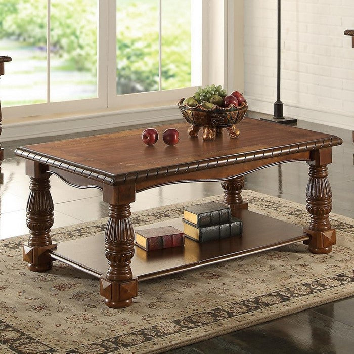 Rubber Wood Ash Burl Coffee Table, Brown