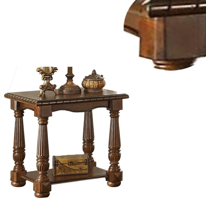 Rubber Wood End Table, Brown