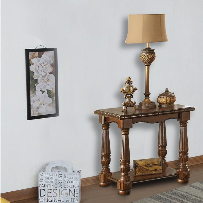 Rubber Wood End Table, Brown