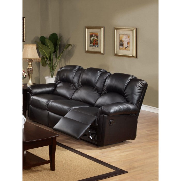 Highly Plush Hardwood, Metal & Bonded Leather Recliner Sofa, Black