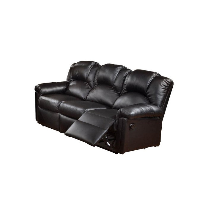Highly Plush Hardwood, Metal & Bonded Leather Recliner Sofa, Black