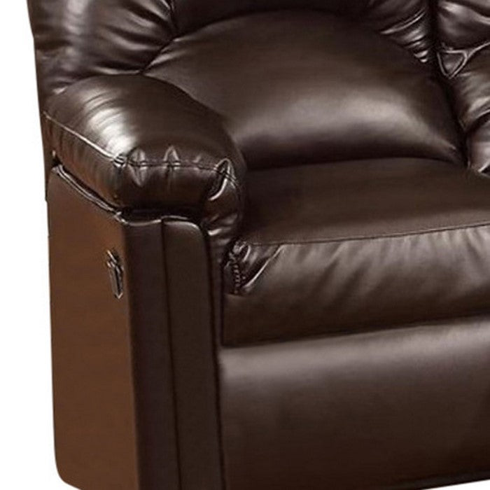 Bonded Leather Recliner Loveseat, Brown