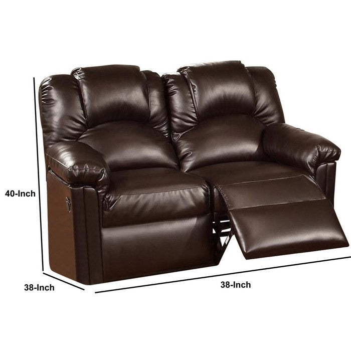 Bonded Leather Recliner Loveseat, Brown