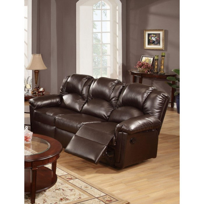 Metal & Bonded Leather Recliner Sofa, Espresso