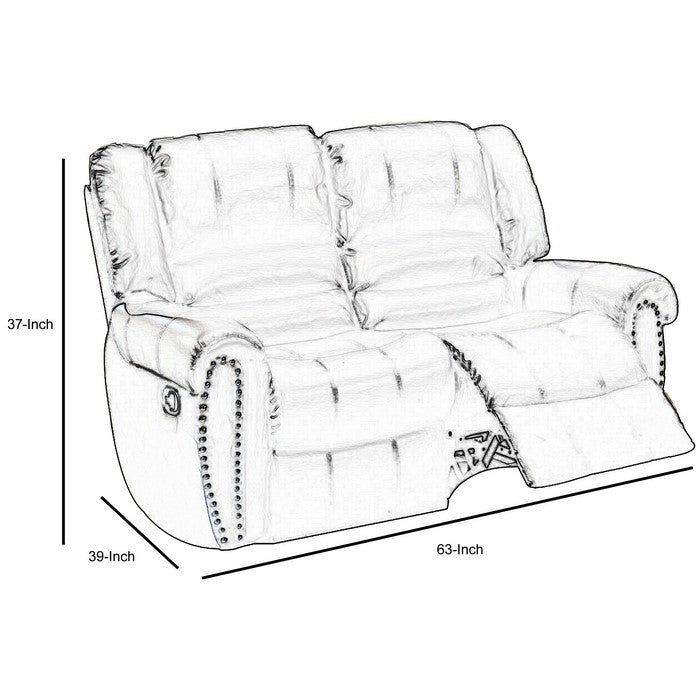Imposing Style Bonded Leather & Plywood Reclining Love Seat, Black