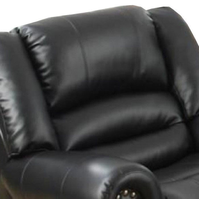 Bonded Leather & Plywood Recliner/Glider, Black