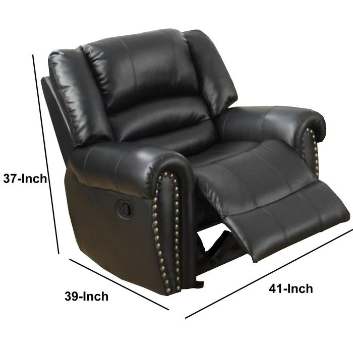 Bonded Leather & Plywood Recliner/Glider, Black