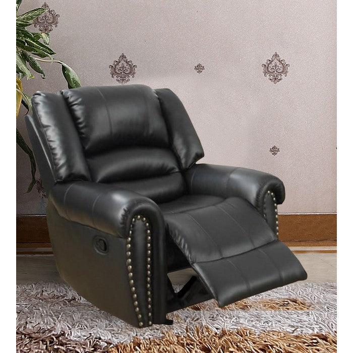 Bonded Leather & Plywood Recliner/Glider, Black