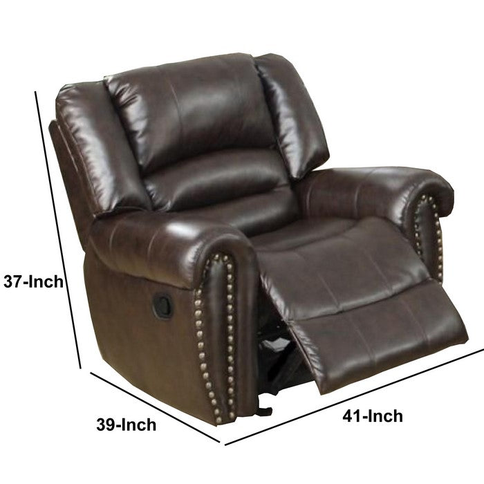 Bonded Leather & Plywood Recliner/Glider, Brown