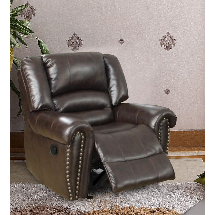 Bonded Leather & Plywood Recliner/Glider, Brown