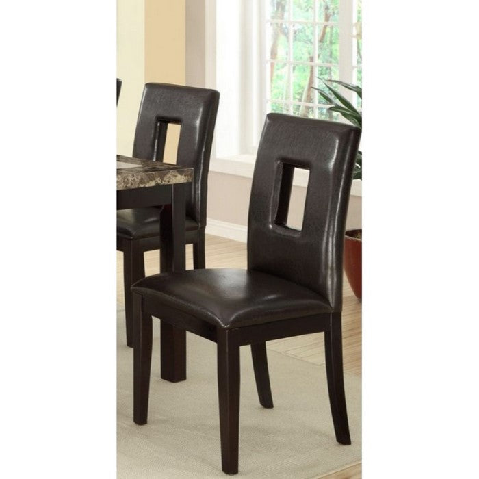 Upholstered Pine Wood Dining Chairs, Set Of 2, Espresso Brown