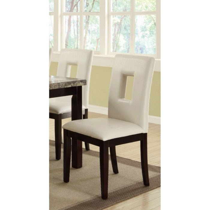 Pine Wood Dining Chairs, Set Of 2, White And Brown