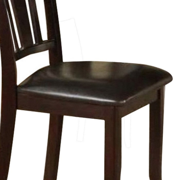 Rubber Wood Dining Chair With Upholstered Seat, Set Of 2,Brown