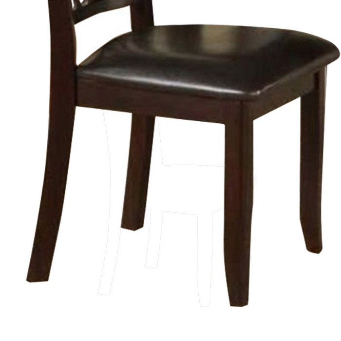 Rubber Wood Dining Chair With Upholstered Seat, Set Of 2,Brown