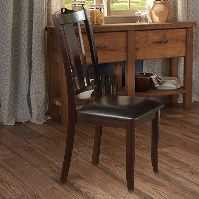 Rubber Wood Dining Chair With Upholstered Seat, Set Of 2,Brown