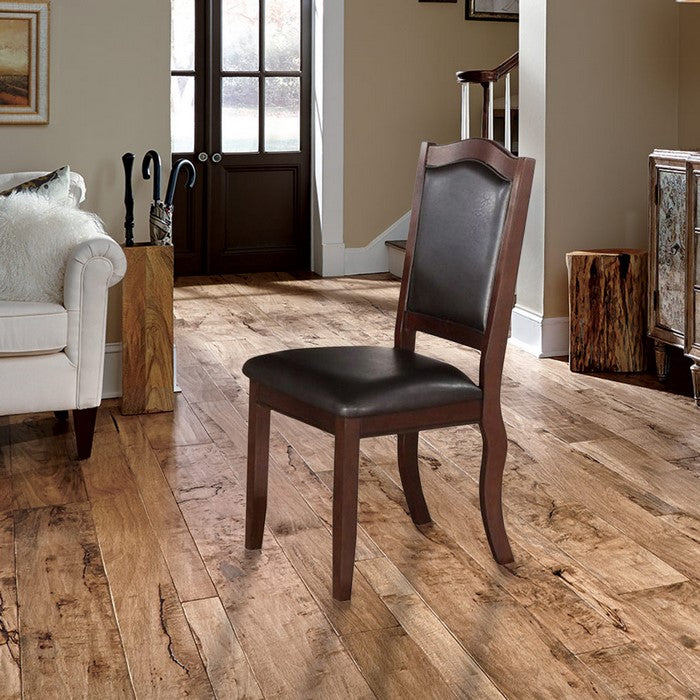 Rubber Wood Dining Chair, Set Of 2, Brown And Black