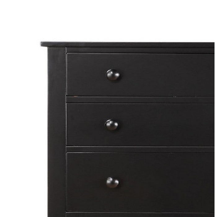 Pine Wood With Varied Size 5 Drawer Chest, Black