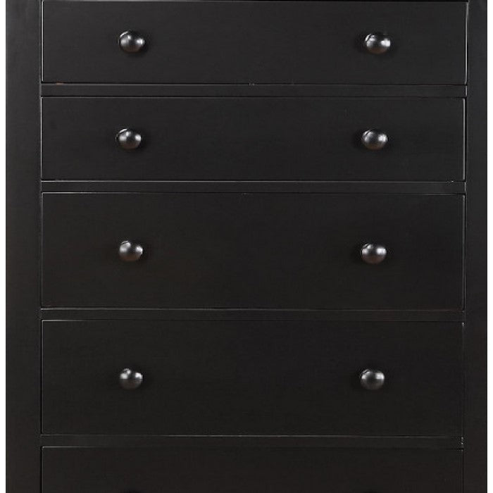 Pine Wood With Varied Size 5 Drawer Chest, Black