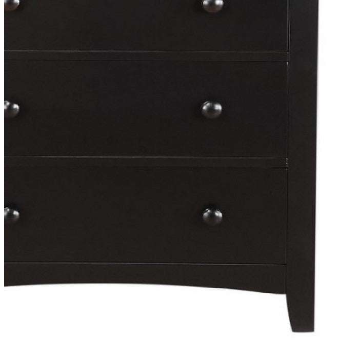 Pine Wood With Varied Size 5 Drawer Chest, Black