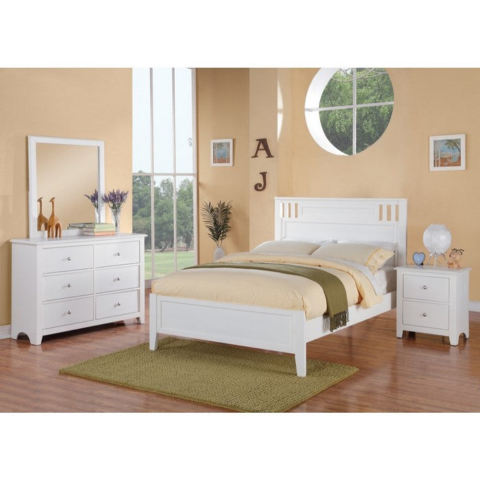 Pine Wood Night Stand With 2 Drawers, White