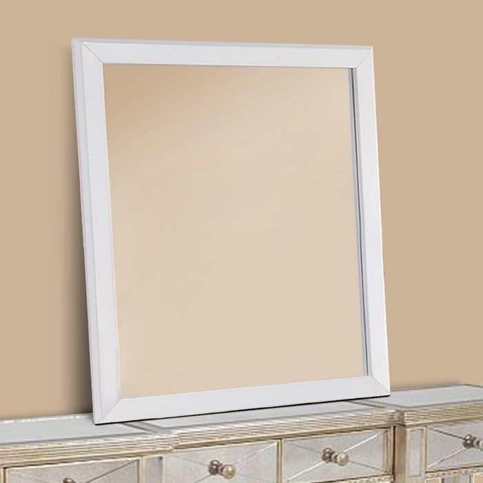 Mirror With Pine Wood Framing, White