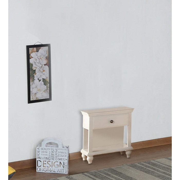 Wood Night Stand With Spacious Storage, White